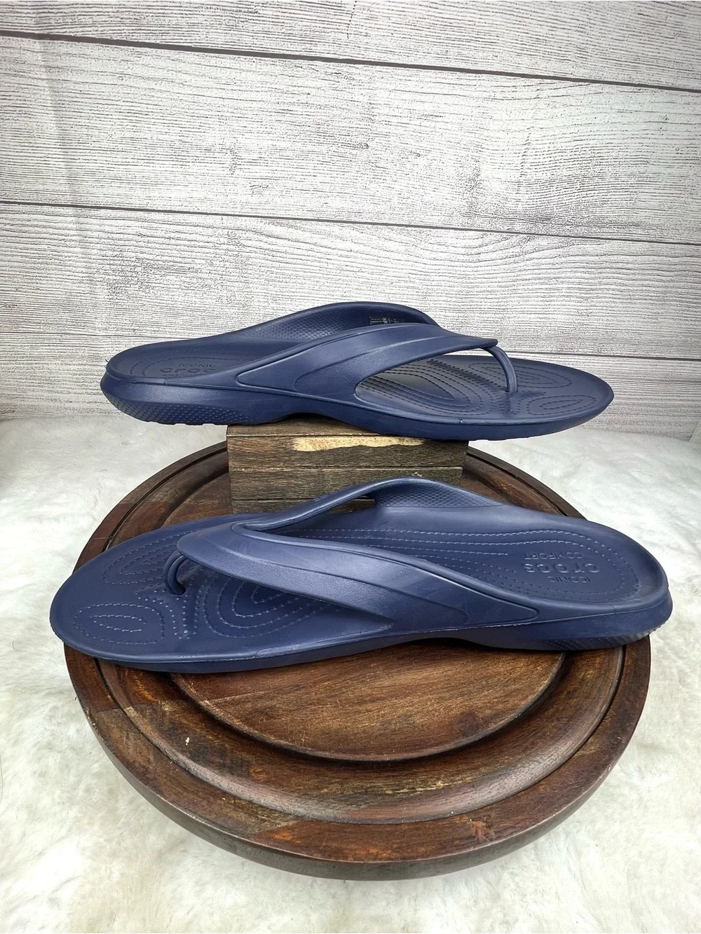 Crocs Kadee II Blue Flip Flops Thong Sandals Size Men's 13 Shoes Beach Vacation